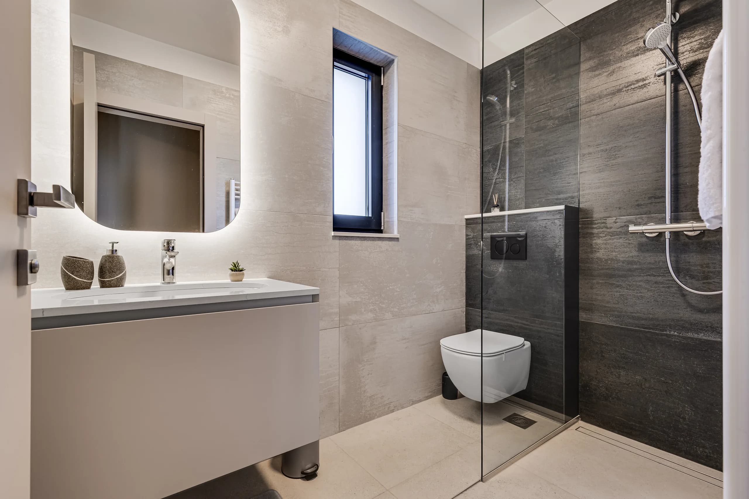 Bathroom with glass shower